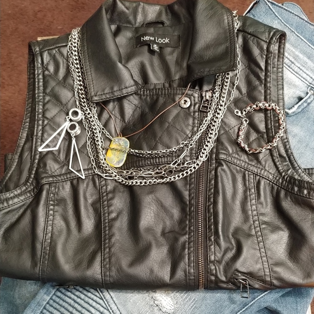 New Look Faux Leather Sleeveless Vest